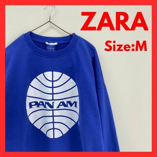 ザラ(ZARA)の【美品】US古着　ZARA　ビッグロゴ　PAN AM スウェット　メンズ　M(スウェット)