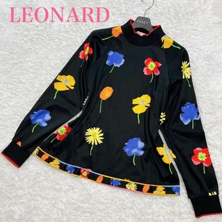 LEONARD - 美品 レオナール プルオーバー カットソー 花柄 トリム 黒 L