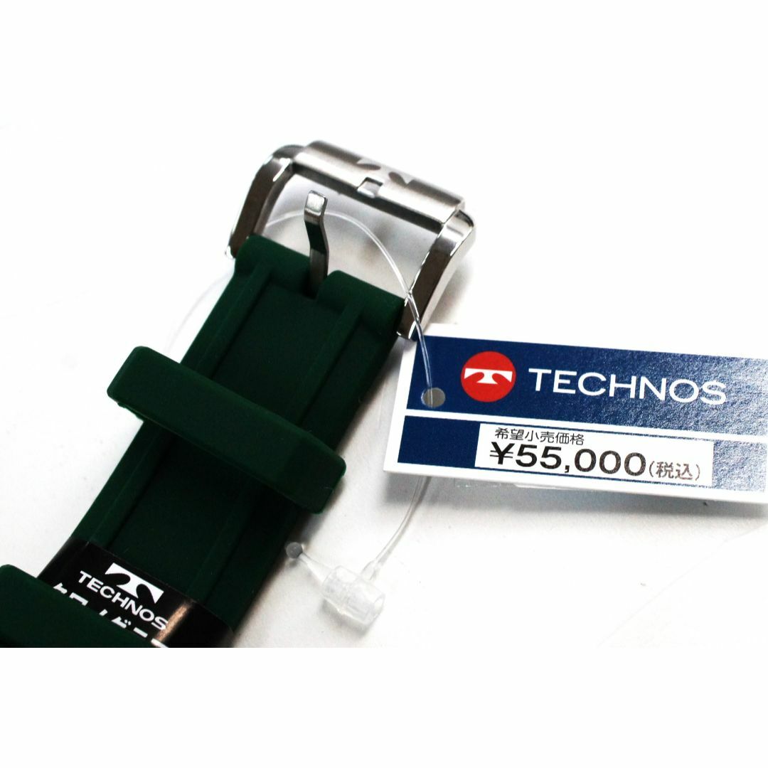 TECHNOS(テクノス)の【新品】 TECHNOS テクノス ラバー クロノグラフ 時計 グリーン メンズの時計(ラバーベルト)の商品写真