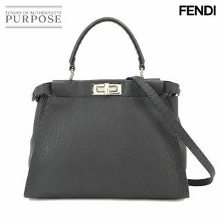 FENDI - フェンディ FENDI セレリア ピーカブー レギュラー 2way ハンド ショルダー バッグ レザー ダークグレー 8BN226 VLP 90215427