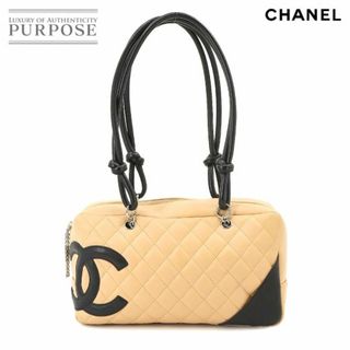 シャネル(CHANEL)の新品同様 シャネル CHANEL カンボンライン ボーリング ショルダー バッグ レザー ベージュ ブラック A25171 VLP 90226237(ショルダーバッグ)