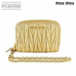 miumiu - ミュウミュウ MIUMIU マテラッセ カードケース コインケース 小銭入れ レザー ゴールド 5MC078 ストラップ付き VLP 90226315