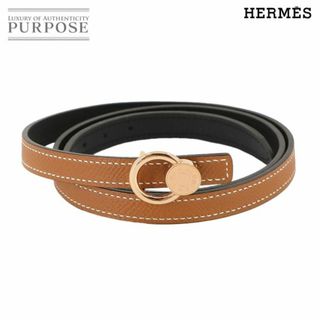 Hermes - 未使用 展示品 エルメス HERMES セリエ リバーシブル ベルト エプソン エバーカーフ ゴールド ブラック 80 A刻印 ピンクゴールド VLP 90226855