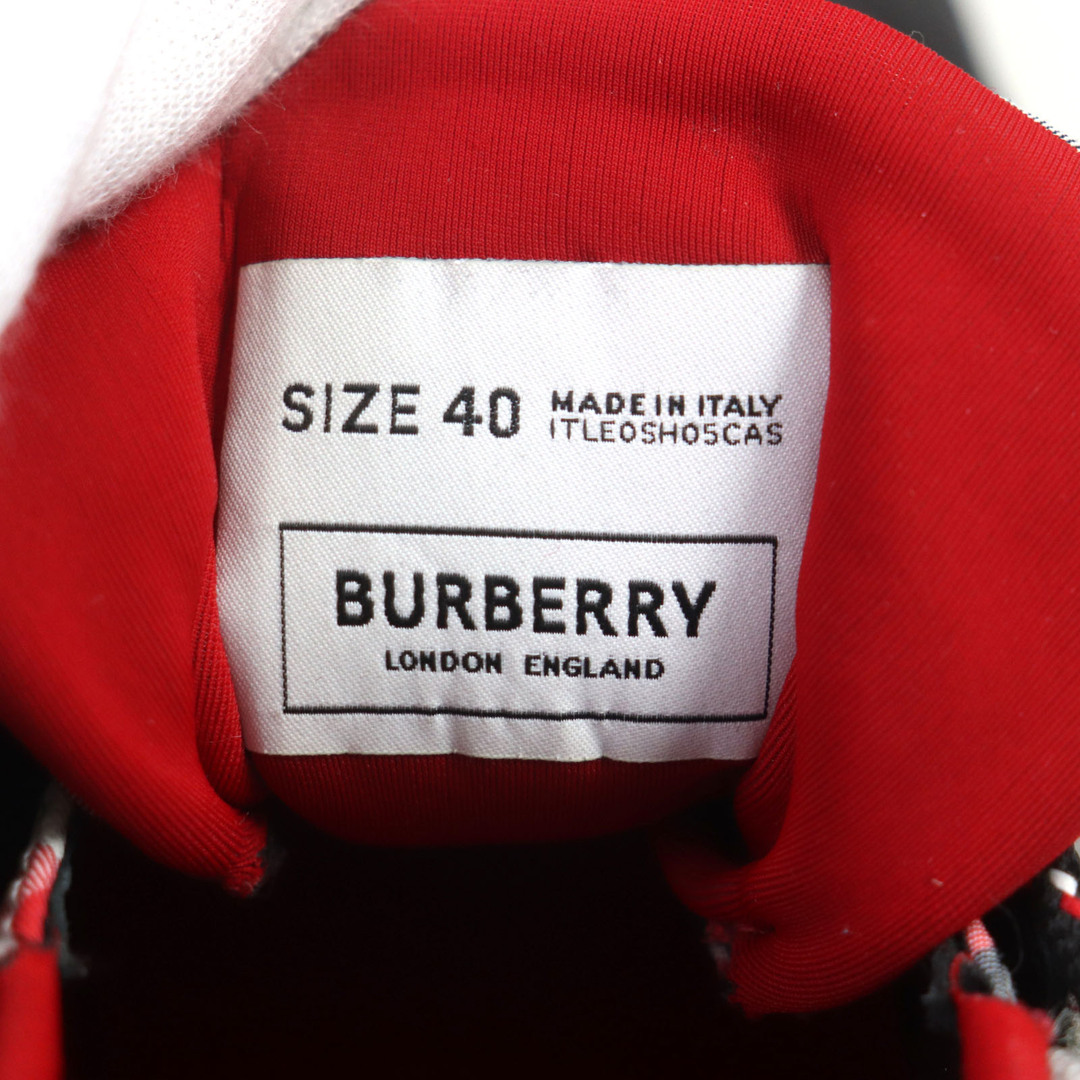 BURBERRY(バーバリー)の【ドンドン見直し】極美品▼BURBERRY バーバリー チェック柄 ロゴ入り スニーカー ブラック レッド 40 イタリア製 メンズ メンズの靴/シューズ(スニーカー)の商品写真