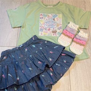 メゾピアノ(mezzo piano)のメゾピアノ　アイス　Tシャツ　フリルショートパンツ　靴下　セット(Tシャツ/カットソー)