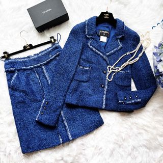 CHANEL - 美品　CHANEL シャネル　ツイード　ブラックパール風　スーツ　ジャケット