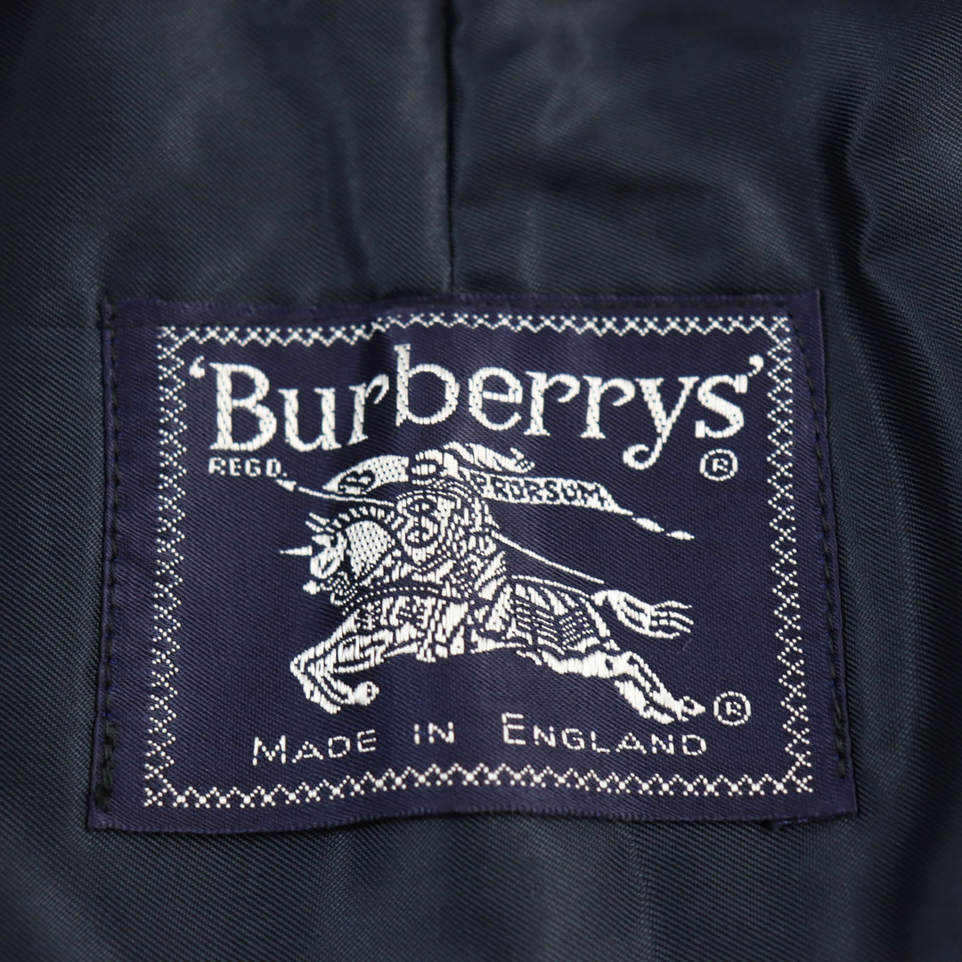 BURBERRY(バーバリー)の極美品●Burberrys バーバリー ヴィンテージ ウールライナー付 裏地チェック柄 ステンカラーコート ネイビー M相当 イングランド製 メンズ メンズのジャケット/アウター(ステンカラーコート)の商品写真