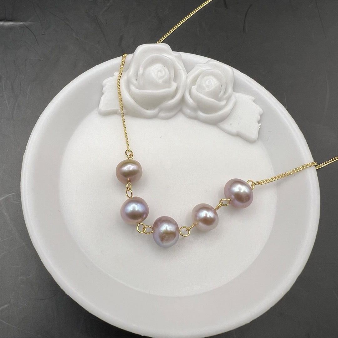 本真珠　淡水パール　シンプル　オシャレ　ネックレス ハンドメイドのアクセサリー(ネックレス)の商品写真