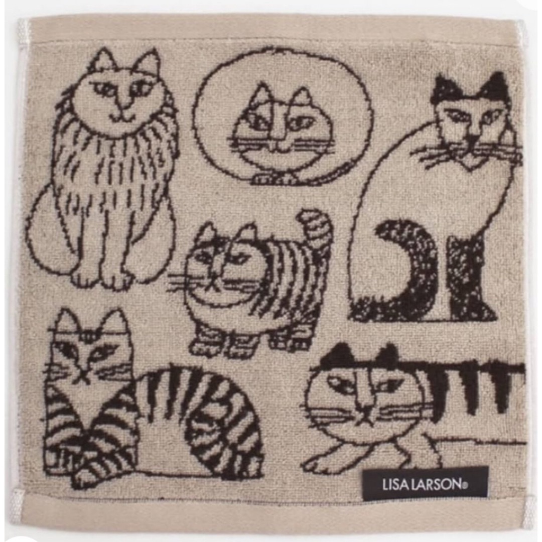 Lisa Larson(リサラーソン)の北欧　リサラーソン　スケッチキャット　猫　タオルハンカチ レディースのファッション小物(ハンカチ)の商品写真