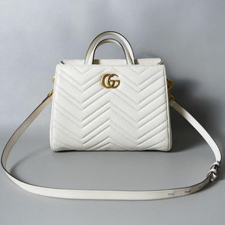 グッチ(Gucci)の780*希少白 GUCCI グッチ GGマーモント 2way ハンドバッグ(ハンドバッグ)