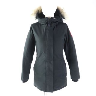 カナダグース(CANADA GOOSE)の良品★CANADA GOOSE カナダグース 3037LA VICTORIA PARKA ヴィクトリアパーカー ファー・フード付 ダウンコート ブラック XS カナダ製 正規品 レディース(ダウンコート)