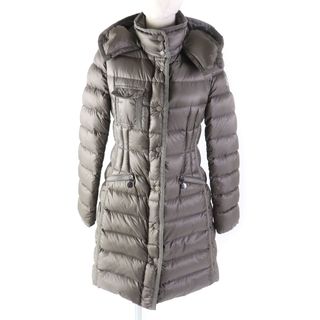 モンクレール(MONCLER)の美品★MONCLER モンクレール HERMINE エルミンヌ ロゴワッペン・フード付 ZIP UP ロング ダウンコート 0 正規品 レディース(ダウンコート)