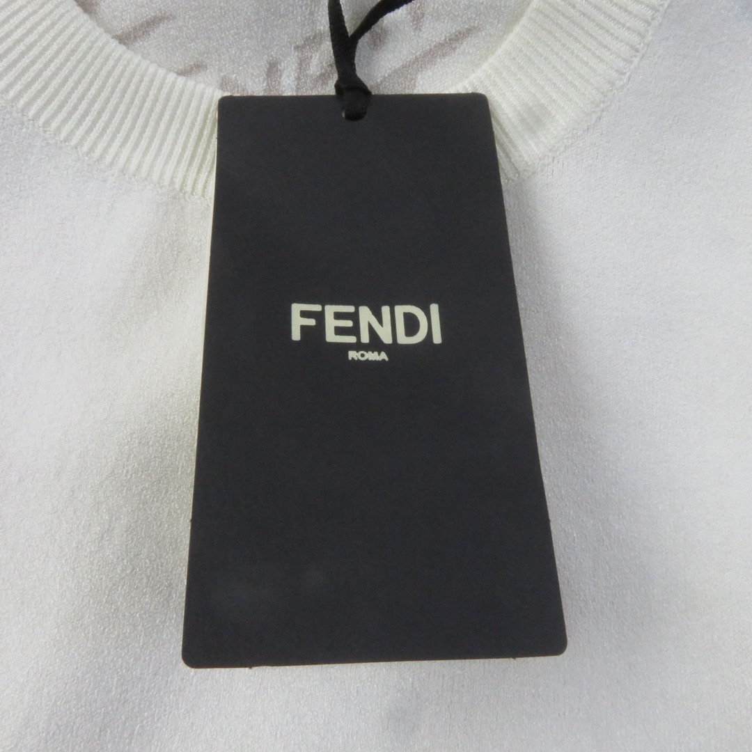 FENDI(フェンディ)の未使用品★FENDI フェンディ 22年製 FZX811 クルーネック ショートスリーブ ニット ホワイト 38 イタリア製 正規品 レディース シンプル◎ レディースのトップス(ニット/セーター)の商品写真