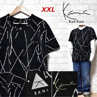 カールカナイ(Karl Kani)のKARL KANI カールカナイ 起毛 総柄VネックTシャツ 刺繍(Tシャツ/カットソー(半袖/袖なし))