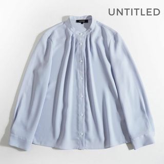 744*美品 アンタイトル UNTITLED 春色 スタンドカラー ブラウス