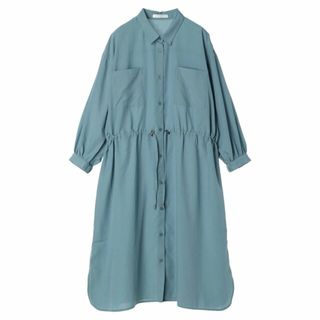 グリーンパークス(green parks)の【ブルー】ミディ丈ドロストシャツワンピース 24SS/長袖/ロング丈/春/レディース(ロングワンピース/マキシワンピース)