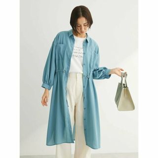 グリーンパークス(green parks)の【ブルー】ミディ丈ドロストシャツワンピース 24SS/長袖/ロング丈/春/レディース(ロングワンピース/マキシワンピース)