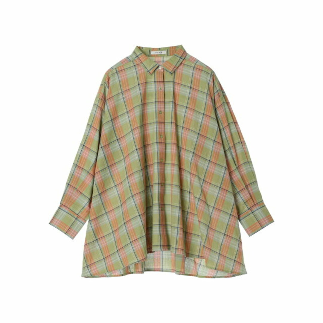 green parks(グリーンパークス)の【グリーン】チェック柄シャツチュニック 24SS/体型カバー/長袖/春/レディース レディースのワンピース(ミニワンピース)の商品写真