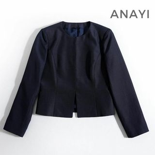 アナイ(ANAYI)の747*美品 アナイ ANAYI ウール ツイルジャージ ペプラム ジャケット(ノーカラージャケット)