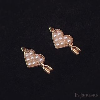 【SALE】プチピアス ／ パール ハート 矢(ピアス)