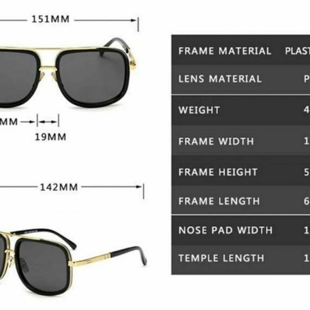 645 スクエア サングラス UV400 ゴールド フレーム 男女兼用 韓国 メンズのファッション小物(サングラス/メガネ)の商品写真