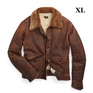 23FW RRL ダブルアールエル シアリングジャケット レザー ムートン XL