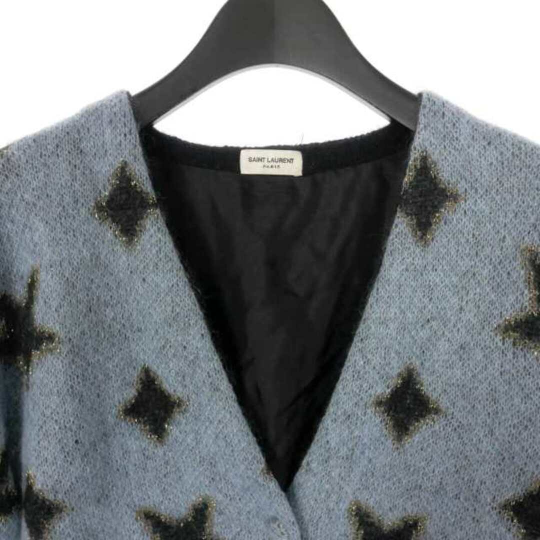 サンローラン パリ 星柄 モヘアニットカーディガン セーター 長袖 XS レディースのトップス(カーディガン)の商品写真