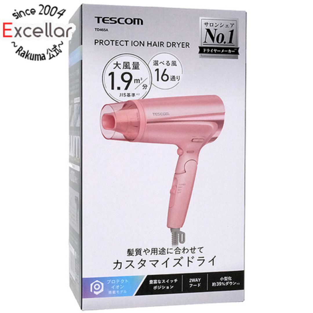 TESCOM(テスコム)のテスコム　プロテクトイオン ヘアドライヤー　TD465A-P　ピンク スマホ/家電/カメラの美容/健康(ドライヤー)の商品写真