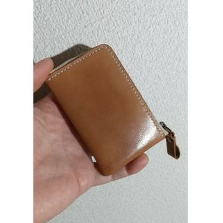 【ハンドメイド】飴色に育つサドルレザー(ヌメ革)のミニマムウォレット(折り財布)