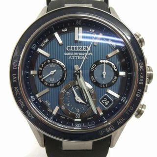 シチズン(CITIZEN)のシチズン  アテッサ 腕時計 エコドライブ デイト 黒 文字盤ブルー ■SM1(腕時計(アナログ))