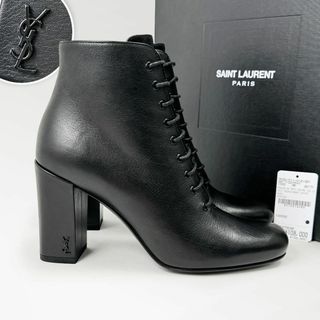 サンローラン(Saint Laurent)の◎未使用級◎サンローラン ブーツ ブーティ レースアップ 黒 ブラック ロゴ金具(ブーツ)