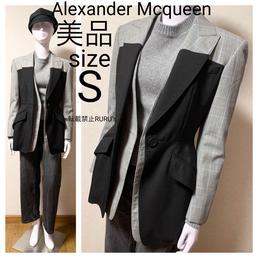 Alexander McQueen(アレキサンダーマックイーン)の美品 アレキサンダーマックイーン レイヤード×ミックス テイラードジャケット レディースのジャケット/アウター(テーラードジャケット)の商品写真