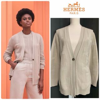 Hermes - 美品　エルメス　ヴァージンウール　ベージュ　カーディガン