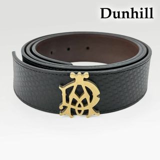 Dunhill - 極美品◎ダンヒル ベルト レザー ADロゴ エンボス 黒 ブラック ゴールドロゴ