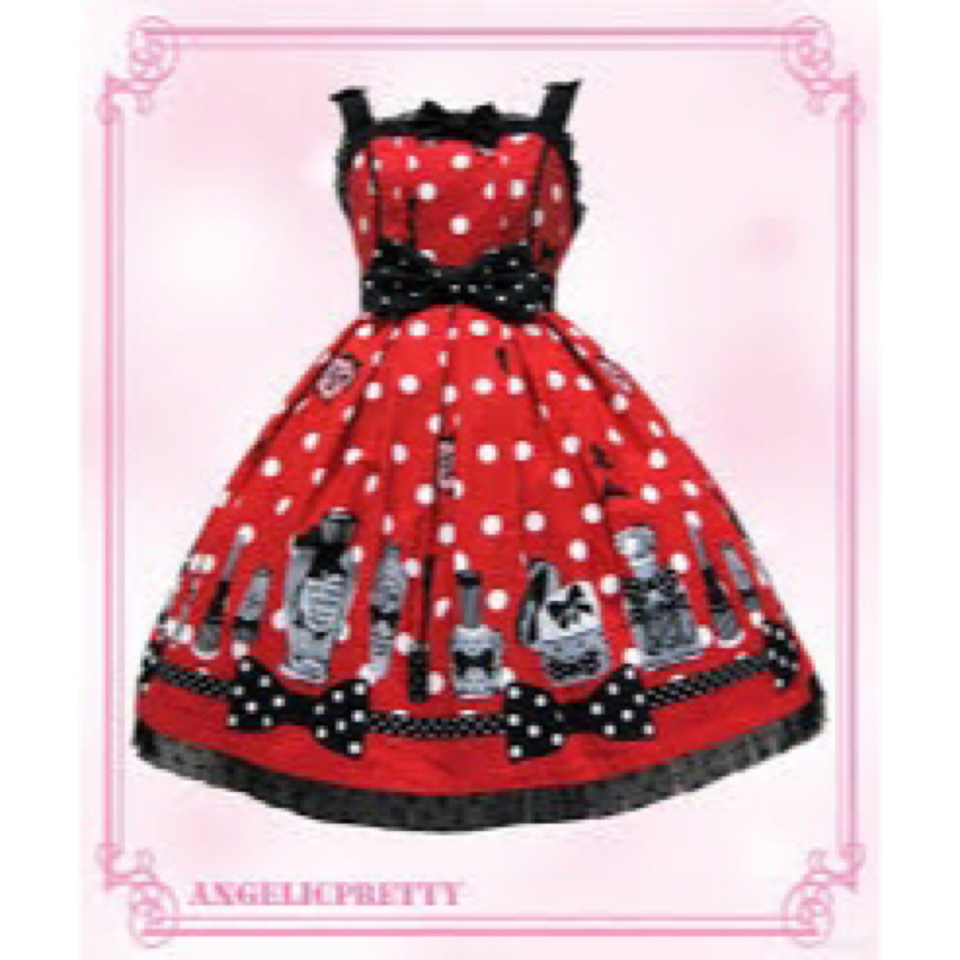 Angelic Pretty(アンジェリックプリティー)のファンタジックドーリー赤　JSK＋カチューシャ　最終価格 レディースのワンピース(ひざ丈ワンピース)の商品写真