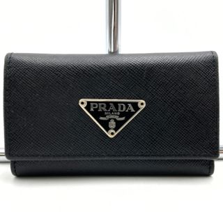 プラダ(PRADA)のプラダ キーケース 6連 トライアングルロゴ 三角ロゴ ブラック レザー PRADA 【中古】(キーケース)