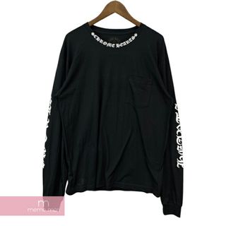 クロムハーツ(Chrome Hearts)のCHROME HEARTS Neck Logo L/S Tee クロムハーツ ネックロゴロングスリーブTシャツ 長袖カットソー ロンT アームロゴプリント ブラック×ホワイト サイズL【2403024】【新古品】【me04】(Tシャツ/カットソー(半袖/袖なし))