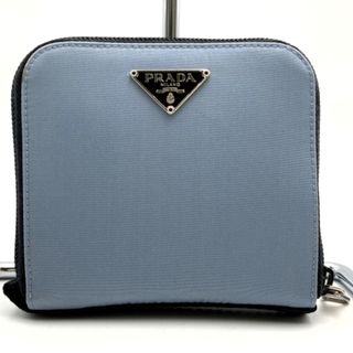 PRADA - プラダ 二つ折り財布 ウォレット トライアングルロゴ 三角ロゴ グレー ブルー ナイロン レディース メンズ PRADA 【中古】