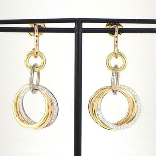 カルティエ Cartier ピアス トリニティ スウィング ドロップ リンク トリプル サークル スリーカラー ダイヤモンド K18PG K18WG K18YG 【中古】