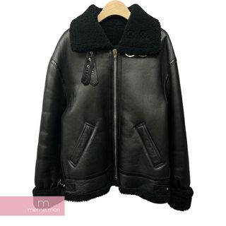 celine - CELINE By Hedi Slimane 2022AW Shearling Bomber Jacket 2E451720G セリーヌ シアリングボンバージャケット レザージャケット 羊革 ボア ブラック サイズ46 【240319】【中古-B】【me04】