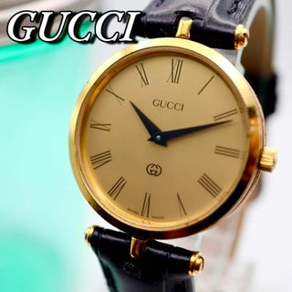 グッチ(Gucci)のGUCCI サイドシェリーライン ラウンド ゴールド メンズ腕時計 608(腕時計(アナログ))