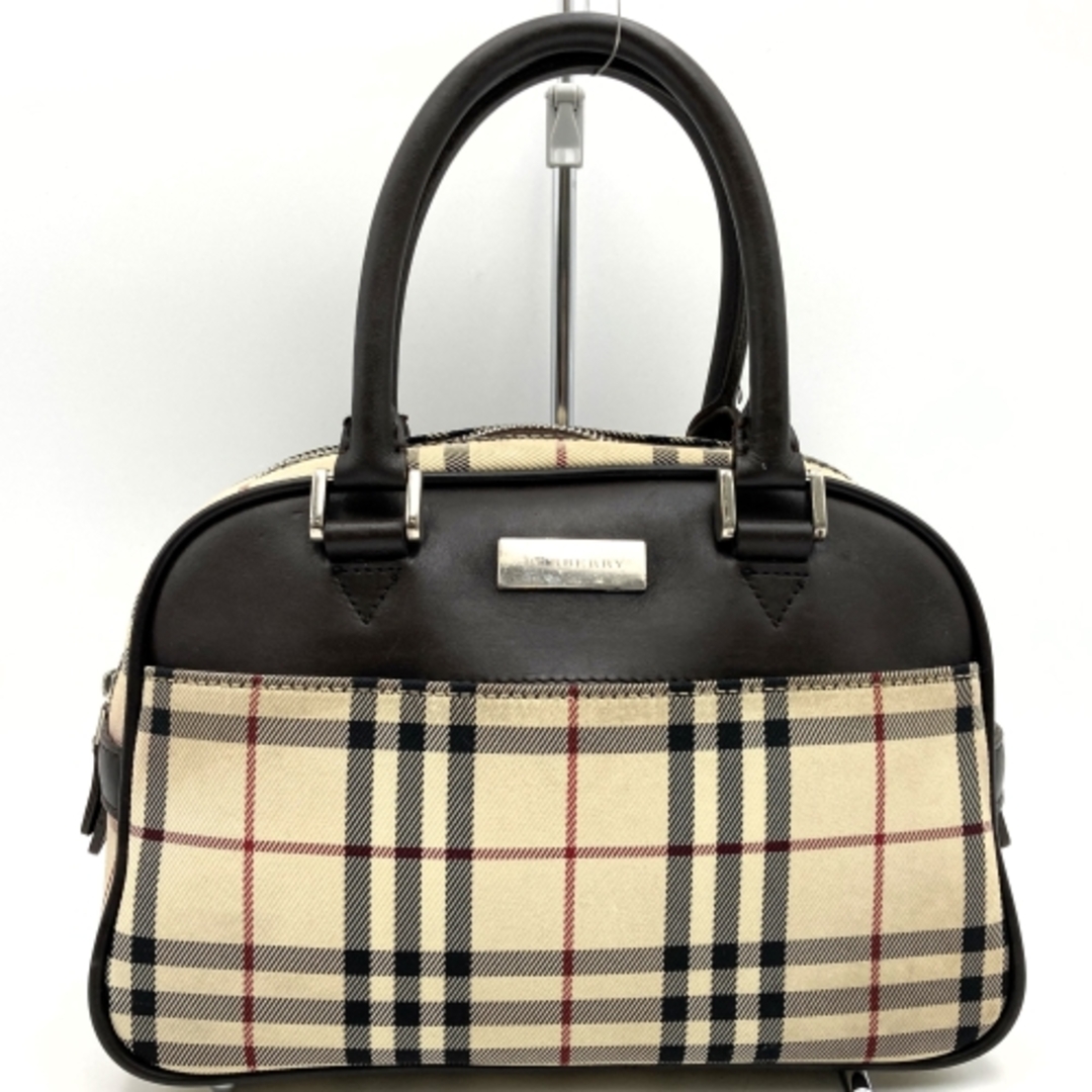 BURBERRY(バーバリー)のバーバリー ハンドバッグ ミニボストン ノバチェック ブラウン キャンバス レザー レディース BURBERRY 【中古】 レディースのバッグ(ハンドバッグ)の商品写真