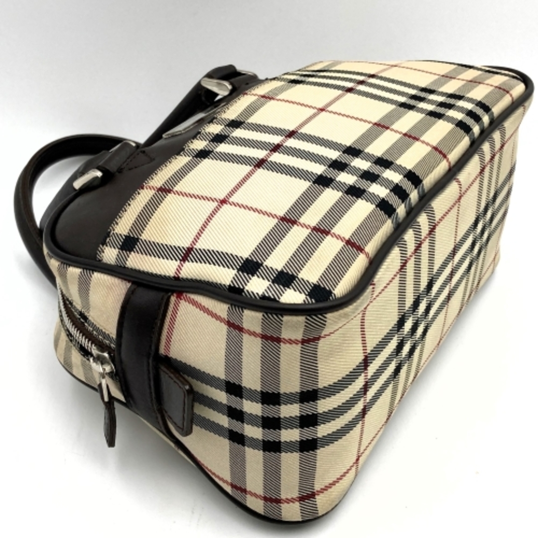 BURBERRY(バーバリー)のバーバリー ハンドバッグ ミニボストン ノバチェック ブラウン キャンバス レザー レディース BURBERRY 【中古】 レディースのバッグ(ハンドバッグ)の商品写真