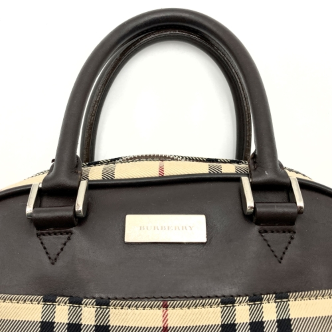 BURBERRY(バーバリー)のバーバリー ハンドバッグ ミニボストン ノバチェック ブラウン キャンバス レザー レディース BURBERRY 【中古】 レディースのバッグ(ハンドバッグ)の商品写真