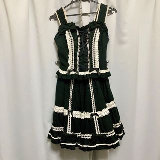 アンジェリックプリティー(Angelic Pretty)のアンジェリックプリティ ♡ ツーピース （ビスチェ・スカート） 黒白(ひざ丈ワンピース)