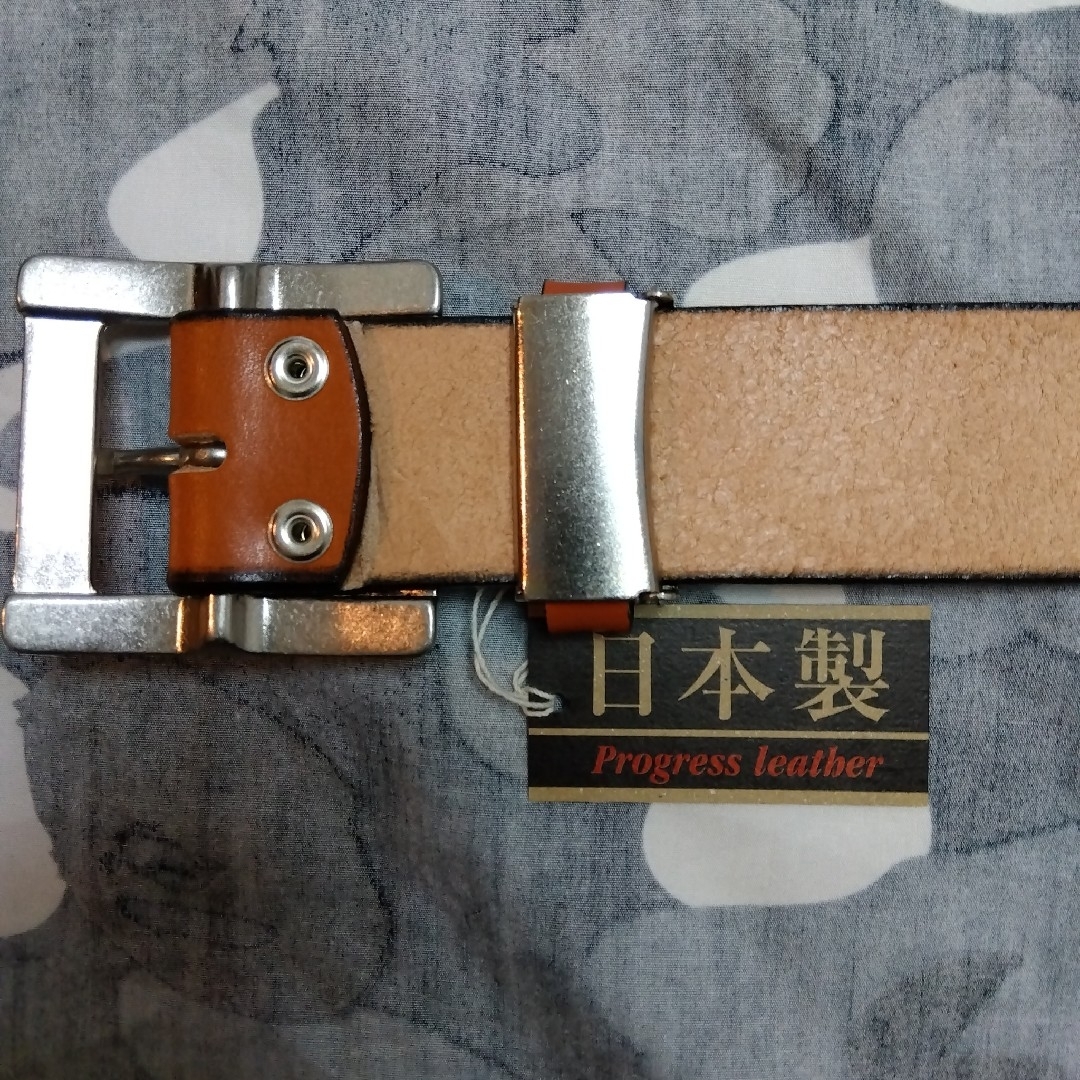日本製牛１枚革姫路レザー　４０ミリ幅ギャリソンバックルベルト　オレンジ希少カラー メンズのファッション小物(ベルト)の商品写真