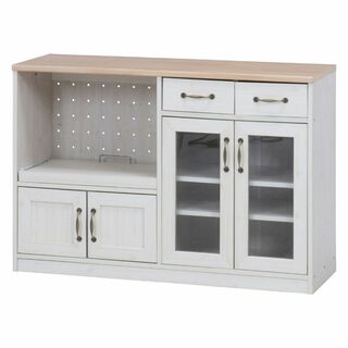 キッチンカウンター/食器棚 ナチュラルホワイト 幅120cm(キッチン収納)