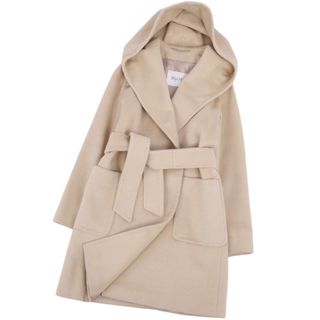 マックスマーラ(Max Mara)の美品 マックスマーラ Max Mara コート 白タグ ピュアキャメル RIALTO リアルト ラップコート フード付き アウター レディース JI38 USA4 FB36(S相当) ベージュ(その他)