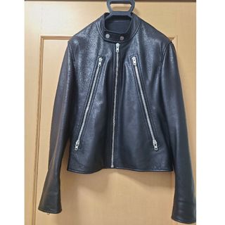 マルタンマルジェラ(Maison Martin Margiela)の(美品)マルジェラ　ハの字ライダース　ブラック　44サイズ 2019SS(ライダースジャケット)