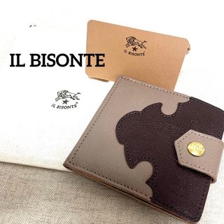 イルビゾンテ(IL BISONTE)のイルビゾンテ　二つ折り財布　ミニウォレット　シティウエスタン　グレー×ブラウン(財布)